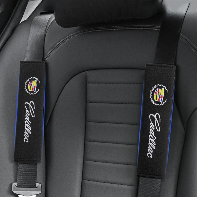 Cotton Car Emblem Badge Seat Belt Cover Shoulder Protection Cushion For Cadillac CT4 Seville ATS Celestiq Ciel Escala SRX XT6 EV XLR ELR Elmiraj EXT