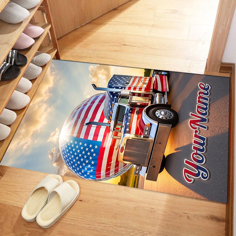 Kw Heavy Trucks Customizable Name Area Rug Design for Living Rooms Game Room Bedrooms Kitchen Anti-slip Rug Decorate Offices Perfect Gift for Women/Me