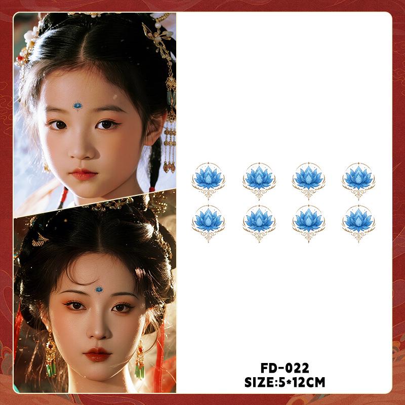 Ancient Style Dunhuang Glitter Face and Forehead Tattoo Stickers for Hanfu Costumes