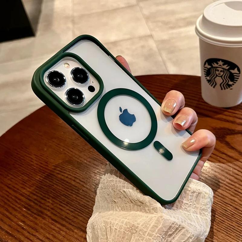 Luxury Wireless Charge For Magsafe Transparent Case For iPhone 16 15 14 13 11 12 Pro Max Plus Mini Magnetic Bumper Cases Cover