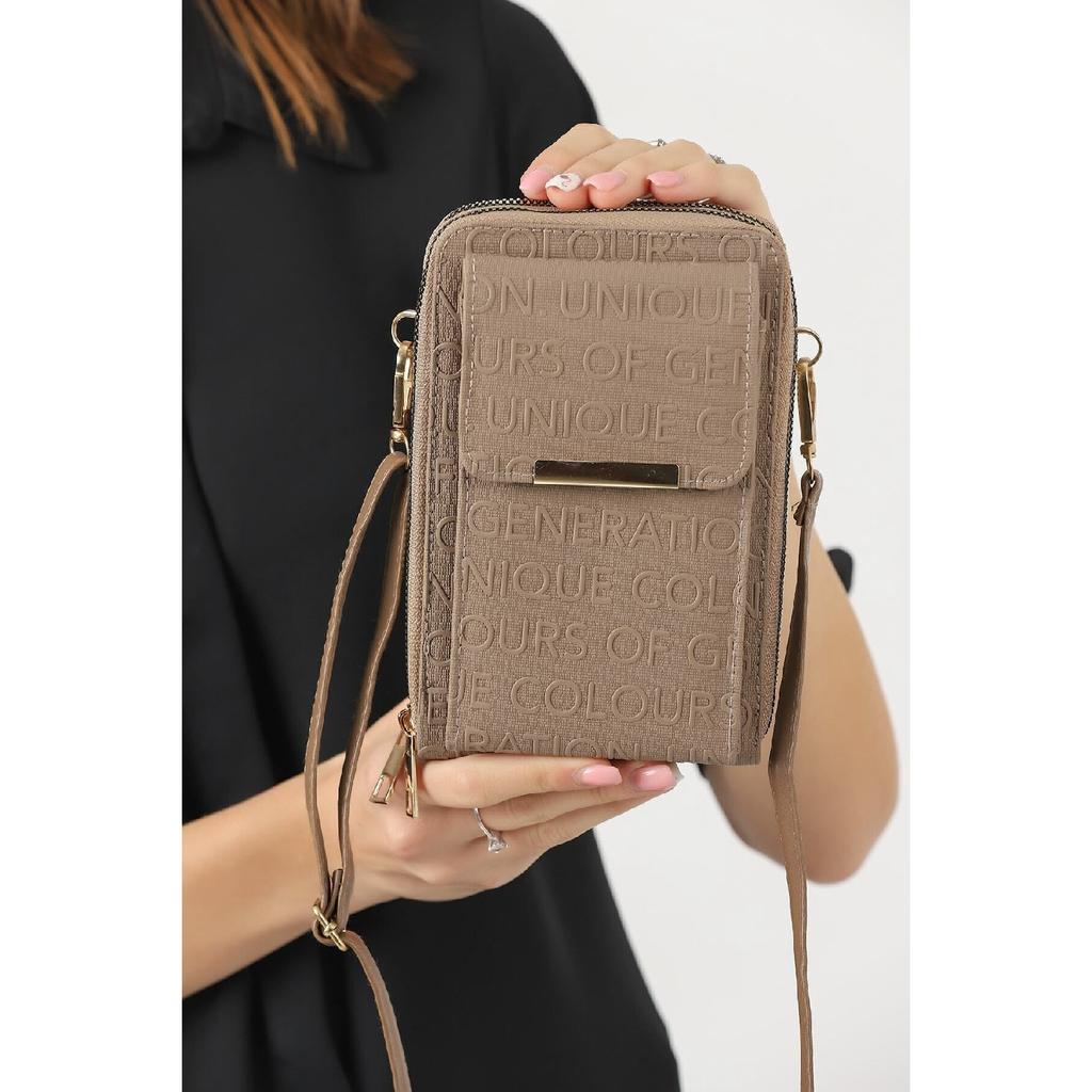 Unique Market Schwarze Damen-Handy-Umhängetasche mit 3 Fächern