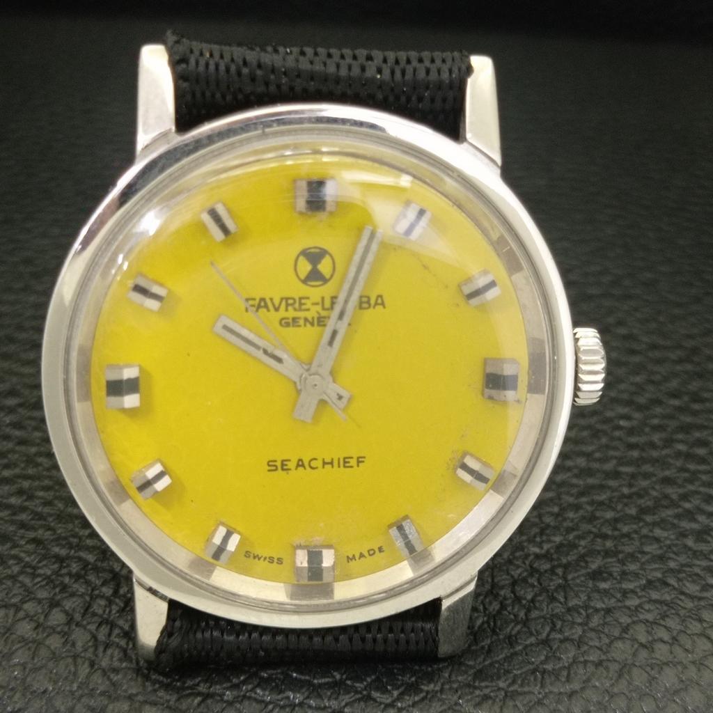 SWISS VINTAGE FAVRE LEUBA SEA CHIEF 253 HAND-WINDING MENS YELLOW WATCH a703760-1