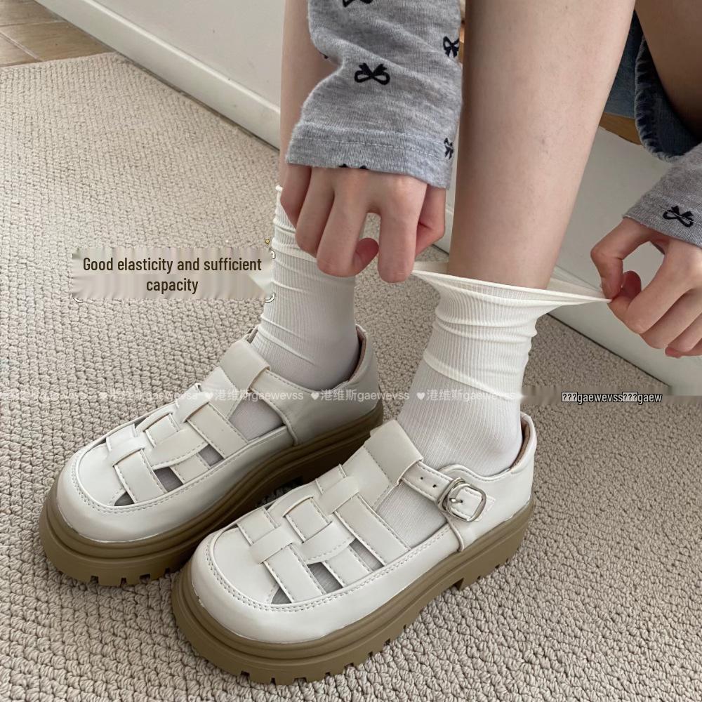 Koreanische Stapelsocken - Sommer Atmungsaktiv Einfarbig Leicht Schweißabsorbierend Vertikale Streifen Damensocken