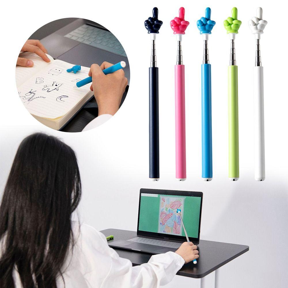 Stainless Steel Teaching Pointer Finger Design Writable Finger Reading Sticks Telescopic Rod Whiteboard Hand Pointer Students