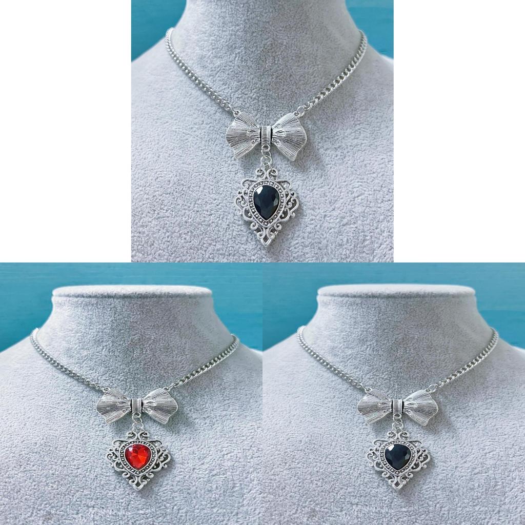 Renaissance Style Alloy Pendant Necklace With Geometric Shape And Butterfly Knot For Ladies