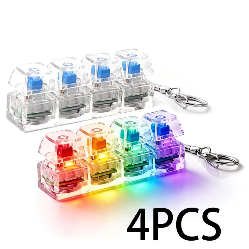 FTCY 4 Tasten Mechanische Tastatur Schlüsselanhänger Fidget Spielzeug Mit Lichtern Für Erwachsene Zur Stressbewältigung Dekompression Beruhigendes Zubehör