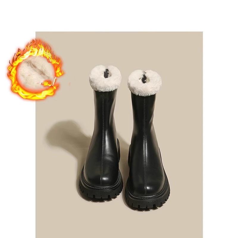 Winter Women Warm Plush Ankle Boots Comfort Non Slip Big Size Shoes Concise Cotton Short Botas De Mujer