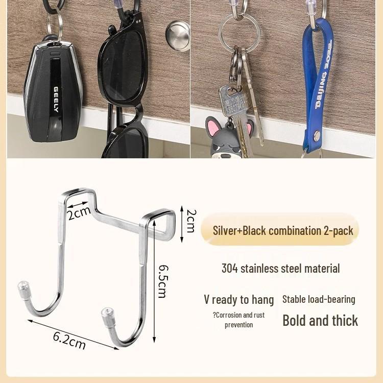 Stainless Steel S-Shaped Double Hooks - No-Punch Installation for Kitchen, Wardrobe, and Dorm Use, Strong Load-Bearing.