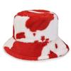Black and white cow pattern bucket hat autumn and winter plush warm shopping versatile basin hat