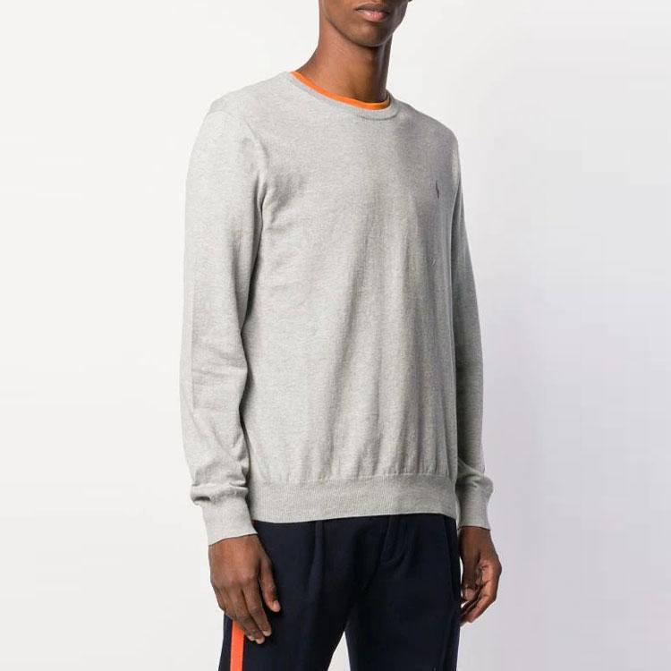 Polo Ralph Lauren Crew Neck Long Sleeve Ribbed Detail Embroidered Sweatshirt Men sweatshirt Gray 710684957-003