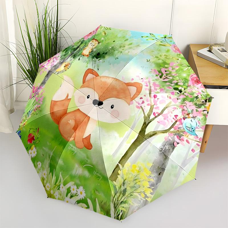 

1pc Forest Animals Automatic Open/Close Umbrella - Portable Collapsible Umbrella with 8-Rib Stability, Fashion Lovers yy251017092