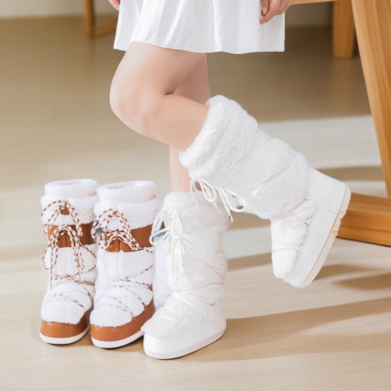 Fashion Waterproof Snow Boots Women's 2025 Winter New Thickened Thermal Sleeve Cotton Boots Non-slip and Wear-resistant Moon Boots