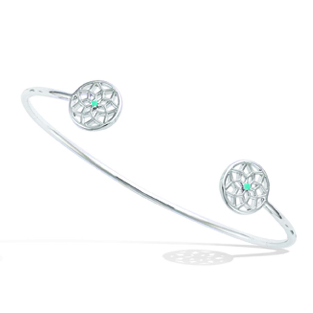 Les Trésors De Lily [R1542] - Open Silver Bracelet 'Boho' Turquoise Silver (rhodium-plated) - 60 Mm - 10 Mm