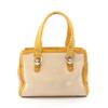 Used Croco Embossed Tote Bag Canvas Leather Beige Yellow Used Women