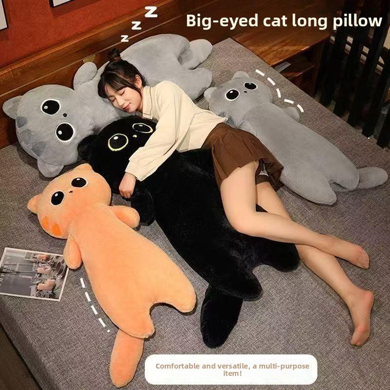 Cute Large Eye Cat Plush Toy Bed Soft Stuffed Animal Gift For All Ages