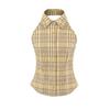 Women's Yellow Plaid Halter Vest & Elastic Waist Shorts Set - Summer 2026