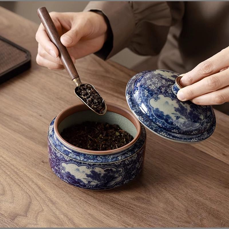Creative Blue and White Porcelain Tea Cans Ceramic Candy Jars Vintage Ceramics Nuts Coffee Beans Medicinal Herbs Storage Jars