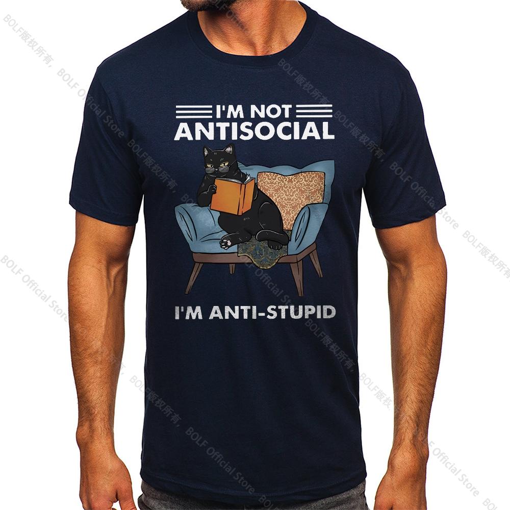 I Am Not Anti Social Printed Men's Vintage T-Shirt 100% Cotton Oversized Funny Graphic Tees for Men Summer Tops