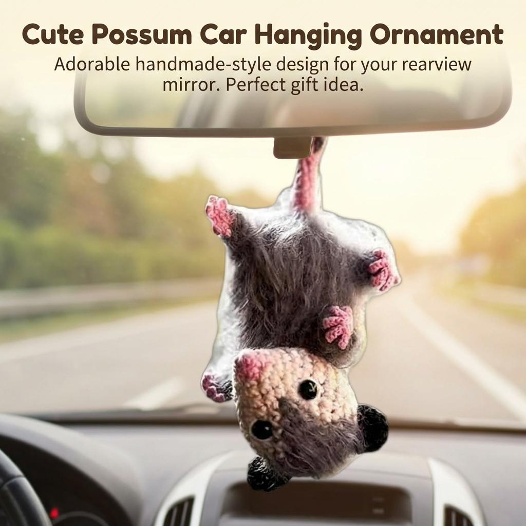 Possum Car Hanging Ornament Acrylic Knitted Decoration for Rearview Mirror Bag Holiday Gift