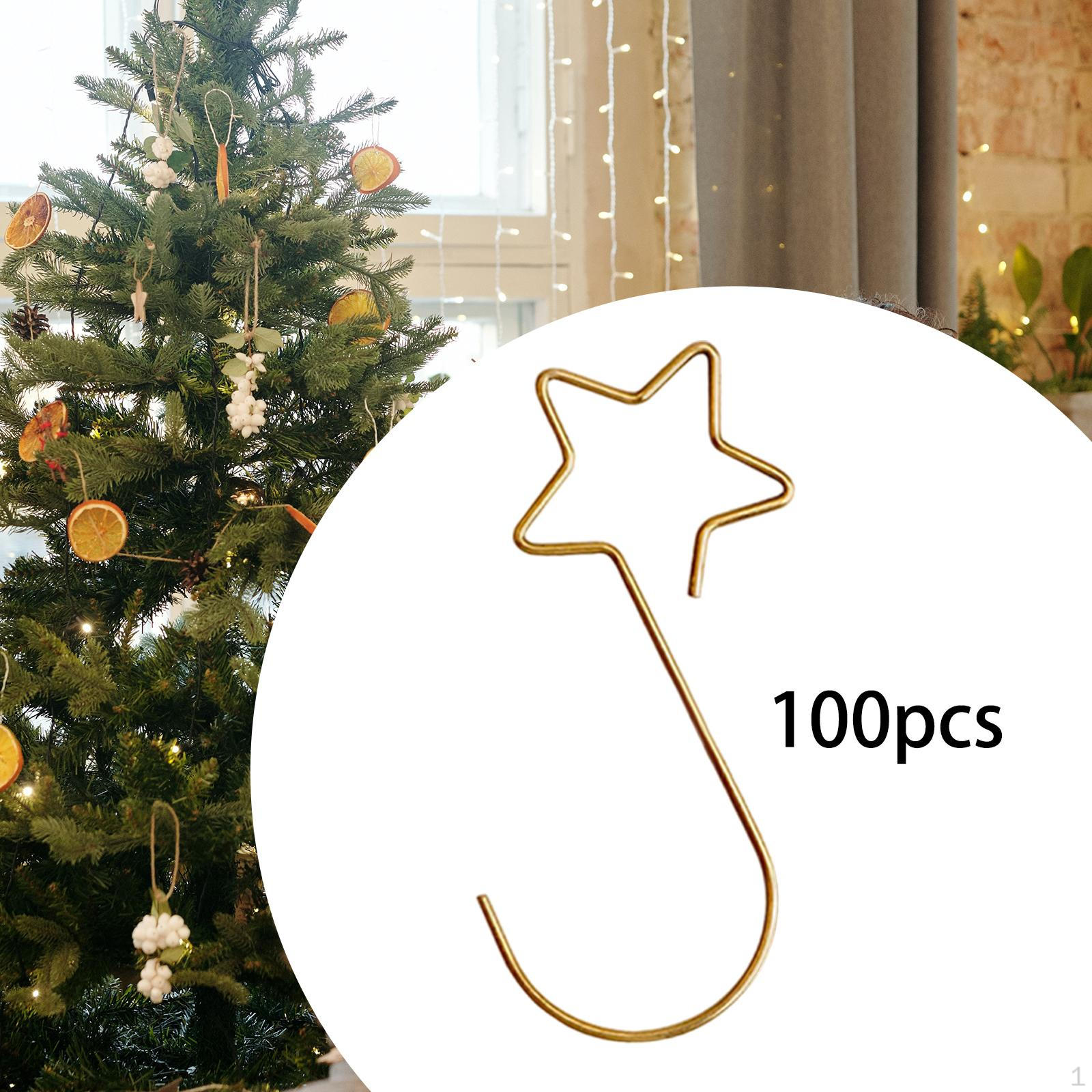 

100 штук крючков для рождественской елки, вешалок для подвешивания украшений золотой