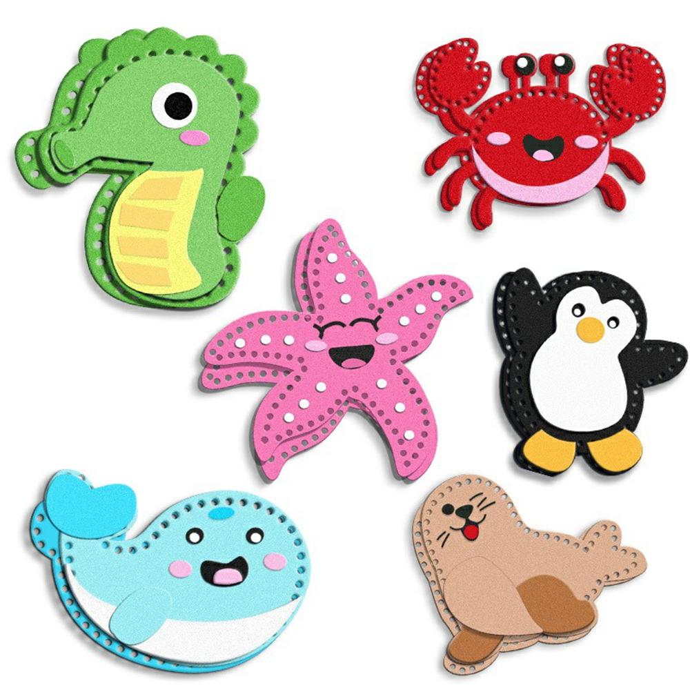 8015/8010 6Pcs Christmas Ocean Animal Felt Craft Kit Kids Sewing Set DIY Ornament Craft Supplies Educational Gift