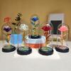 1 Set Light Up Wedding Galaxy Rose Decor Artificial Flowers Led Red Rose Valentine'S Day Gift Rose In Acrylic Cover Stand