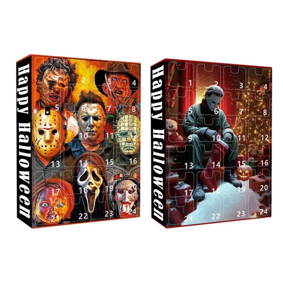 Halloween Advent Calendar 2025 24 Days Countdown Calendar with 24 Pcs Collectible Horror Pendants/Earrings Surprise Gifts for Halloween Decor