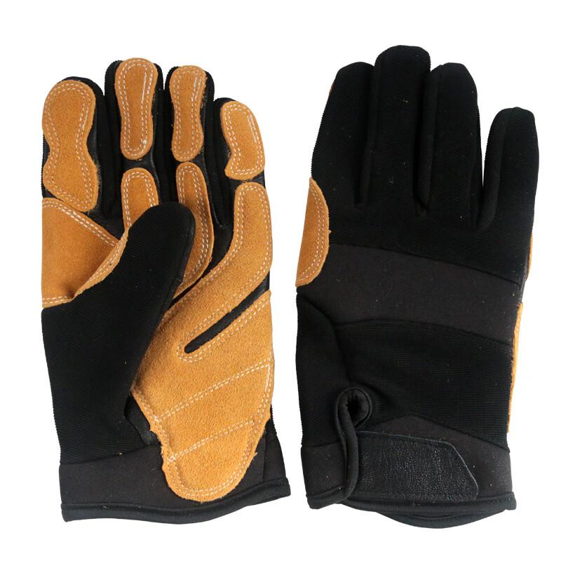 OLOMM Yellow Cowhide Tactical Rescue & Climbing Gloves Size 1