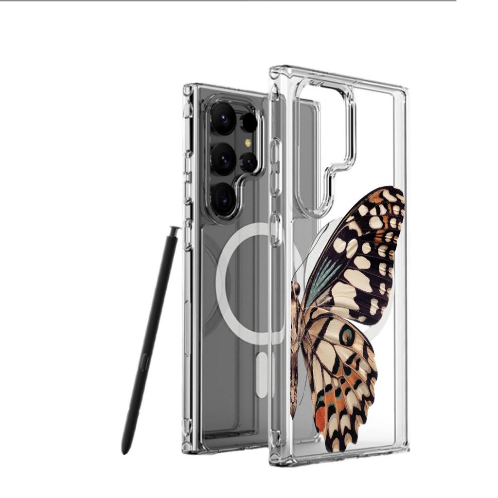 Half-Sided Magnetic Butterfly Light Case for iPhone 15/16/17 Pro Max - Full Coverage, Transparent Design