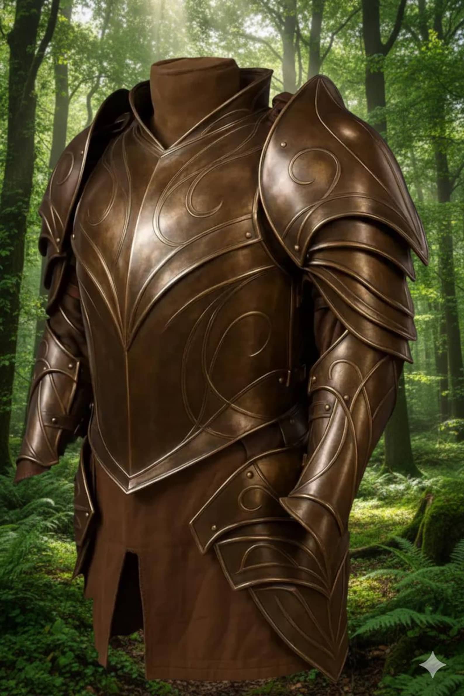 Medieval Elven Warrior Outfit Steel Armor Antique Brass Fantasy Costume