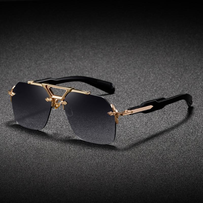 New Steampunk Style Frameless Sunglasses Men'S Quality Box Sunglasses Men'S Sunglasses9070