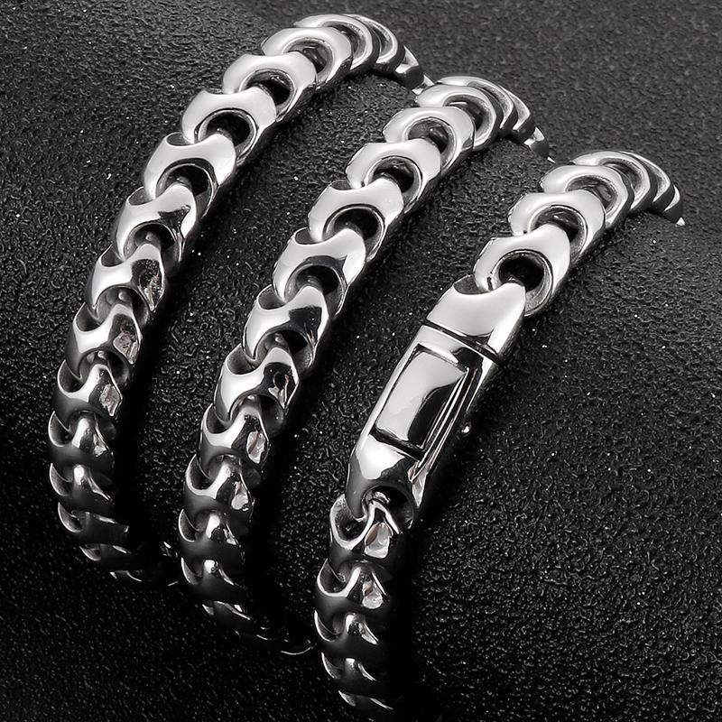 9MM Wide Curb Chain Man Necklace Polished Stainless Steel 50/60/70CM Long Men's Keel Chains Necklaces Choker Wholesale Items