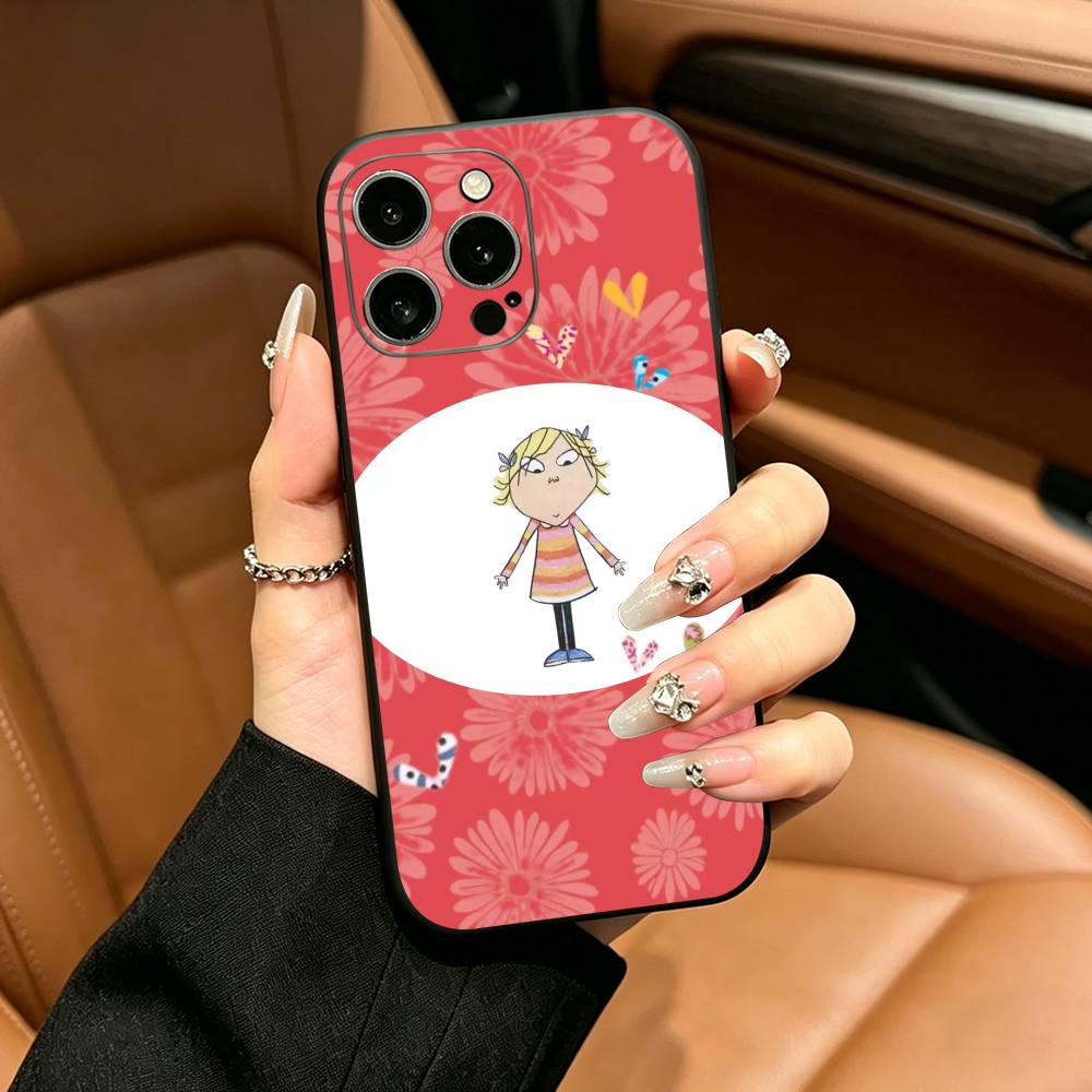 Animation Charlie and Lola Phone Case For iPhone 17,16,15,14,13,12,11 Pro Max,16/15/14Plus,XS Soft Black Cover