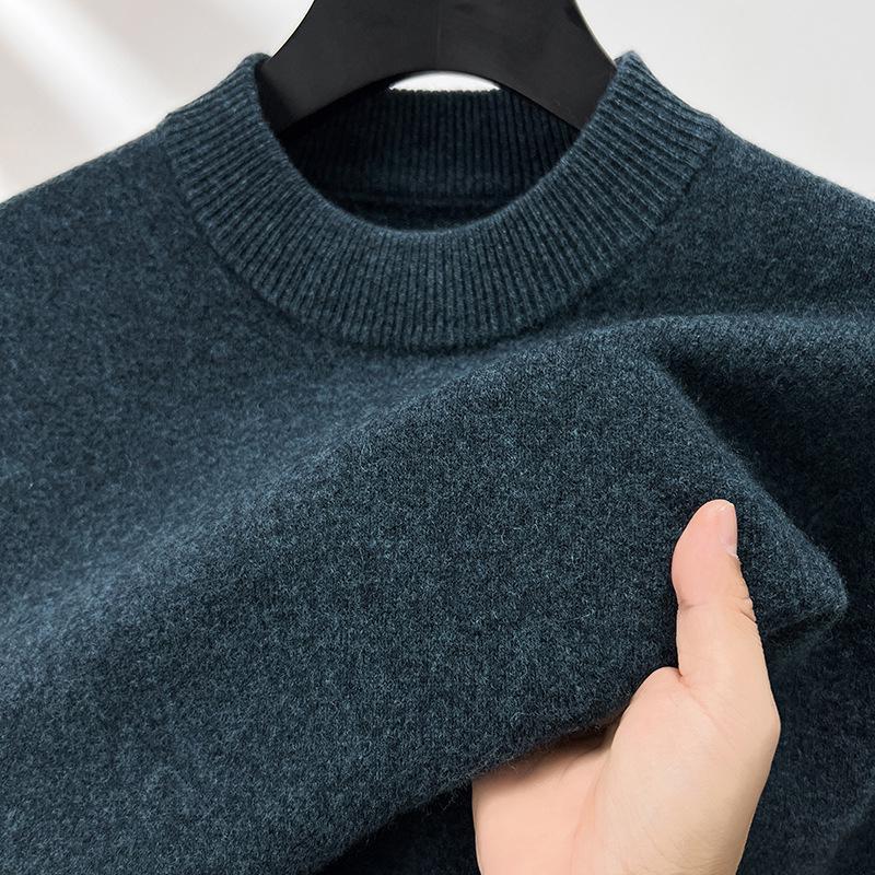 Men's Winter Australian Wool Half-High Collar Sweater – 100% Pure Wool, Thick and Warm.
