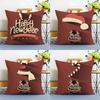 Warm Festive Christmas Red Collection Art Cushion Cover Linen Pillowcase Soft  for Sofa Bed Home Room Decor