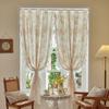 Vintage Lace Side Curtain Bedroom Floral Printed Window Curtains Living Room Lace Sheer Screen Partition Home Decoration