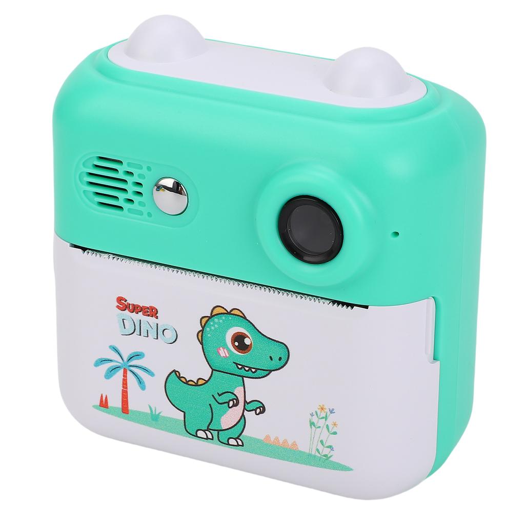 Print Camera Cute Green 24 MP Pixels 1080P Video Thermal Printing Digital Camera Toy with Music