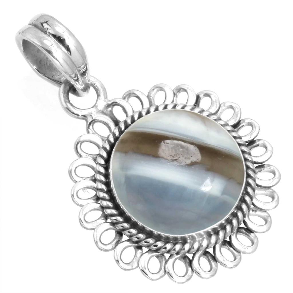925 Sterling Silver Pendant Women Gemstone Handmade Jewelry Engagement Gift Amazonite Angelite Blue Opal Botswana Agate Mohave Azurite Chrysocolla