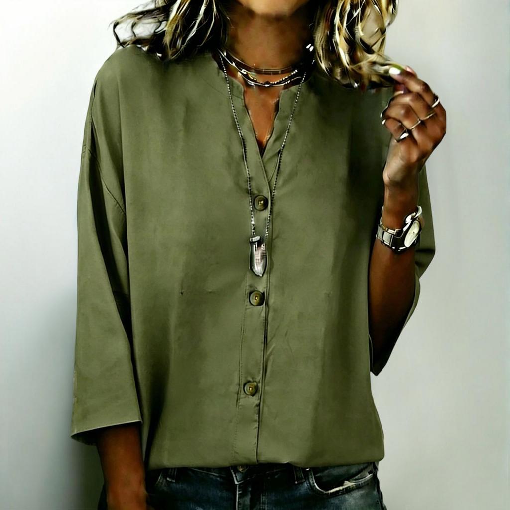 Women's Fashion New Summer Button Loose Shirt Women's Casual Versatile T-Shirt Top