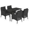 Vidaxl 5-Cz. Garden Furniture Set With Cushions, Black, Poly Rattan
