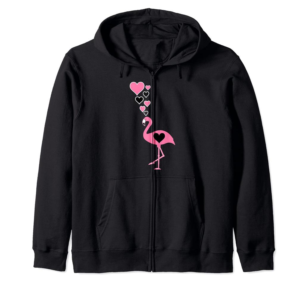 Cute Flamingo Hearts I Love Flamingos Zip Hoodie -