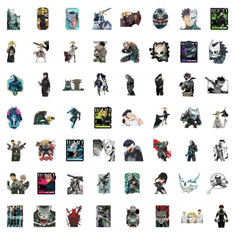 57pcs Animation Kaiju No. 8 Graffiti Stickers Decals Suitcase Laptop Computer Guitar Decoration DIY Kids Classics Toy