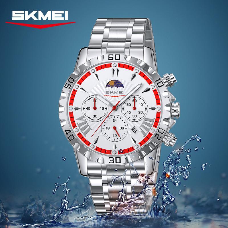 Luxury Golden Watch for Men Fashion Waterproof Male Wristwatch Moon Phase Quartz Men's Watches Relogio Masculino