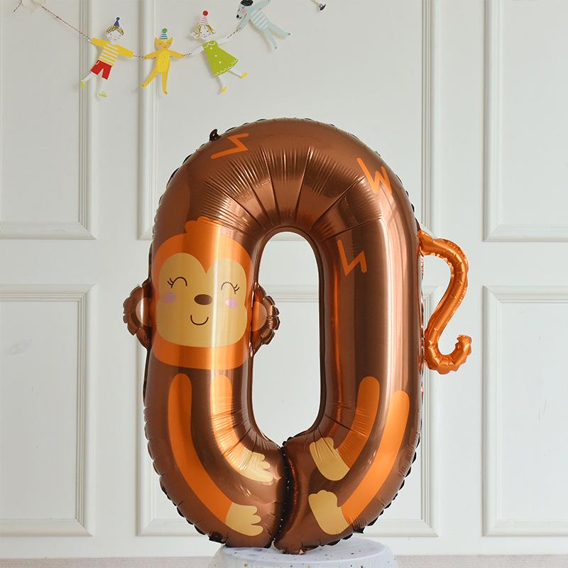 Cartoon Animal Number Balloons for Baby's 1st Birthday or 100 Days Celebration Photo Table