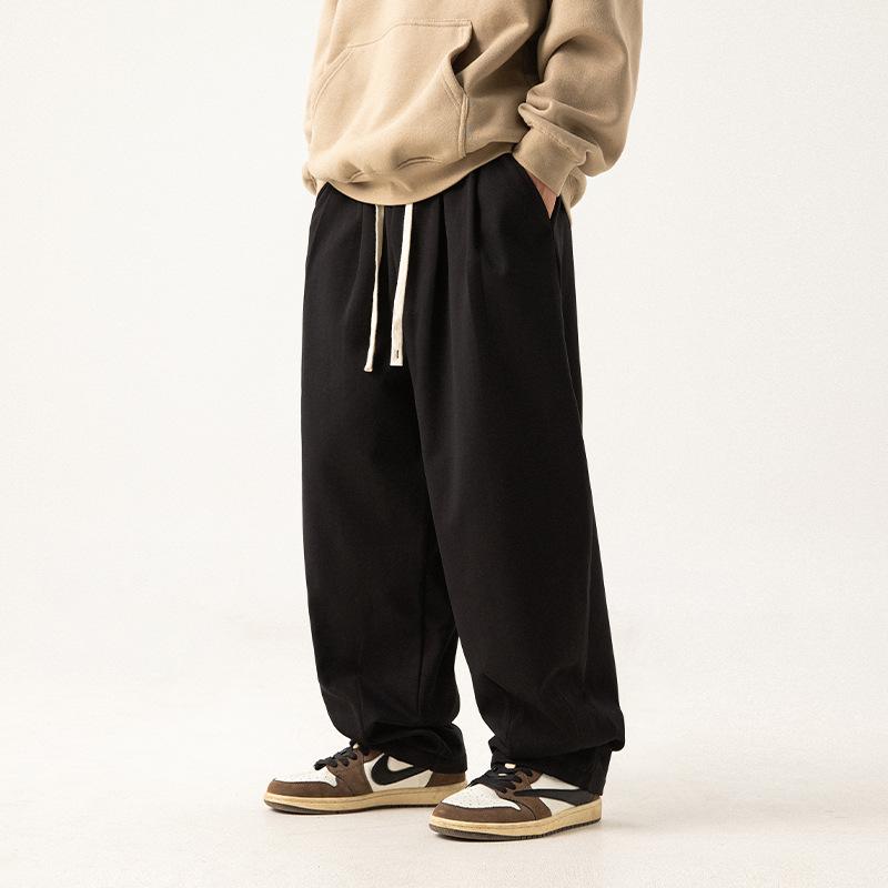 Loose Pleated Fleece Thick Casual Long Sweat Pants For Men And Women