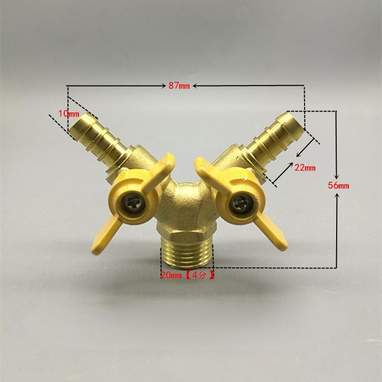 6mm 8mm 10mm 20 Schlauchtülle Y-Stück Drei 3-Wege Messing Absperrkugelhahn Rohrverschraubung Verbinder Adapter für Kraftstoff Gas Wasser Öl Luft