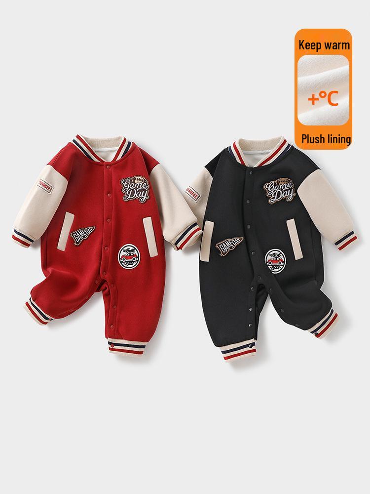 Baby Warm Padded Jumpsuit: Autumn/Winter Newborn Crawling Suit for Boys & Girls, Thick Cotton Toddler Bodysuit.