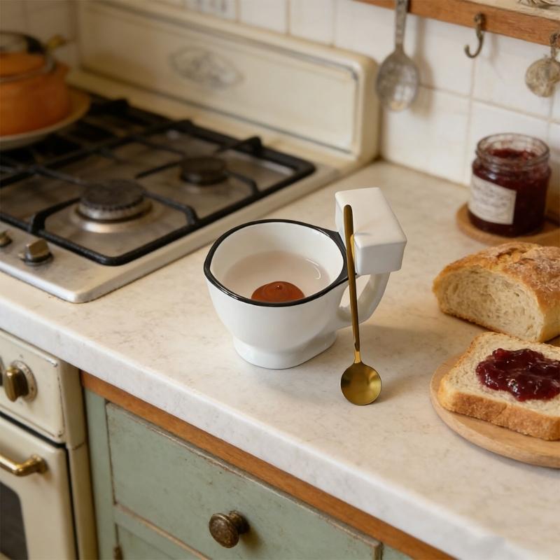 Unique Bathroom Design Drinking Cup 8.8Oz Crafted earthenware Excellent For Prank Presents And Funny Decorations