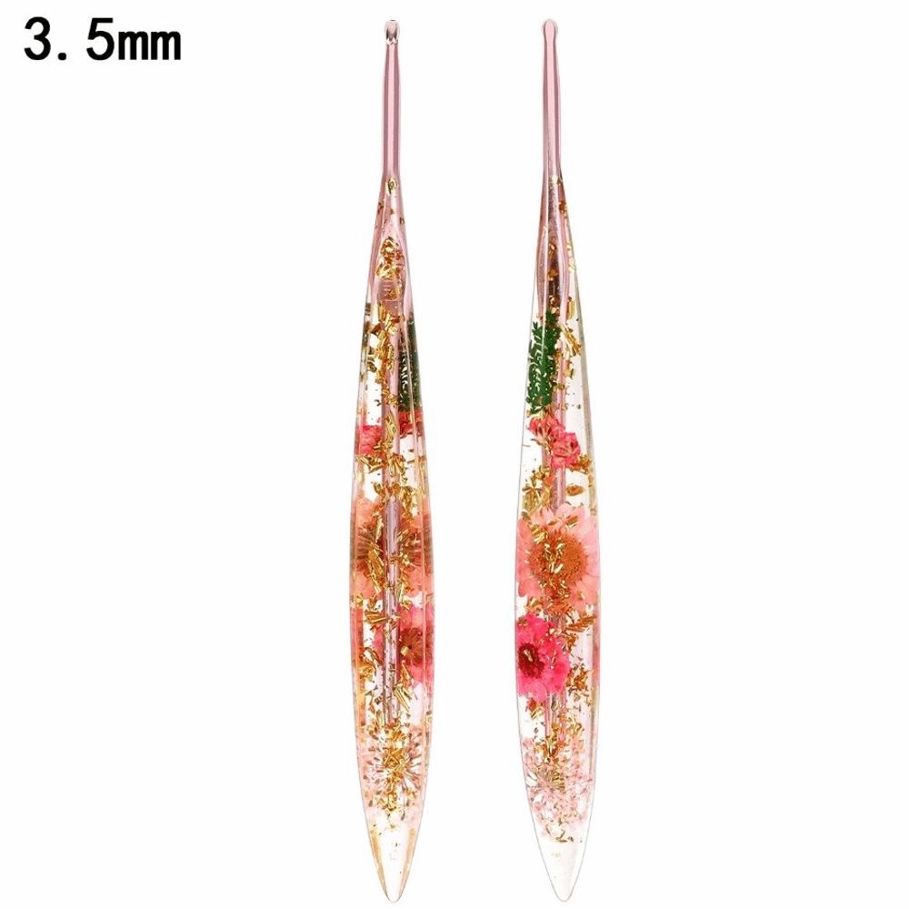 Useful Floral Resin Grips Crochet Hook Non-Slip Knitting Tools Weave Needle 2.0-6.0mm Yarn Knitting DIY Weaving Tools DIY Craft