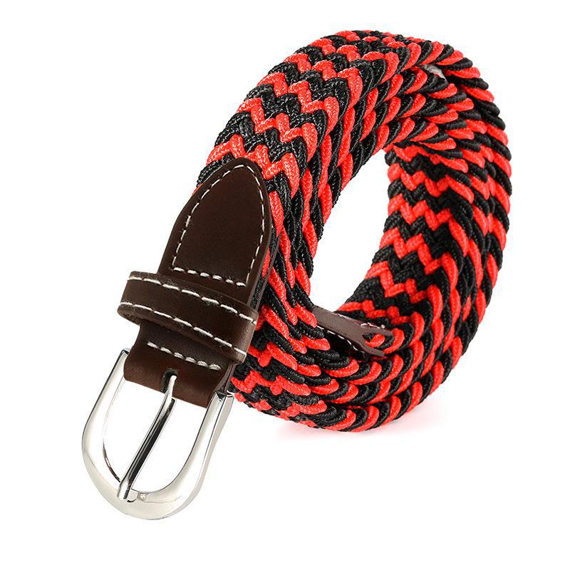 Women's Solid Color Elastic Canvas Belt with Pin Buckle